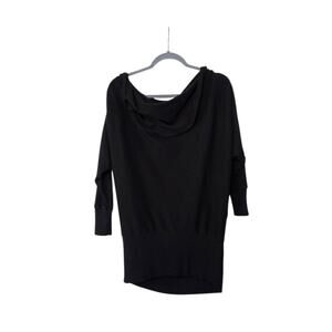 LAmade Black Aidan Waffle Thermal Drape Neck Modal Blend Shirt Top Women's Small